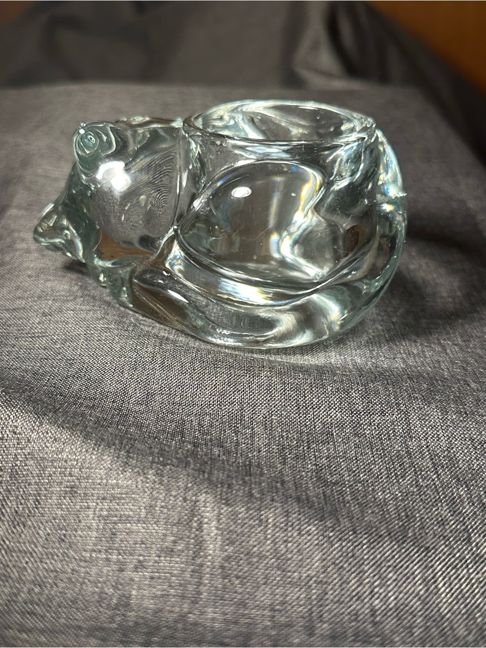 Lead Glass Decorative Cat Tealight Holder